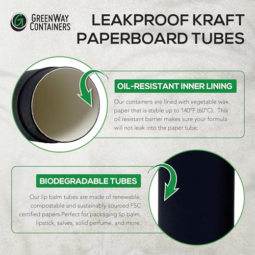 GreenWay 0.15oz / 4.25g Kraft Paperboard Lip Balm Tubes with Lids - 25 Pack Lip Gloss Tubes Refillable DIY Cosmetic Containers ? Extra Thick Push-Up Bottom Lip Balm Containers - Brown