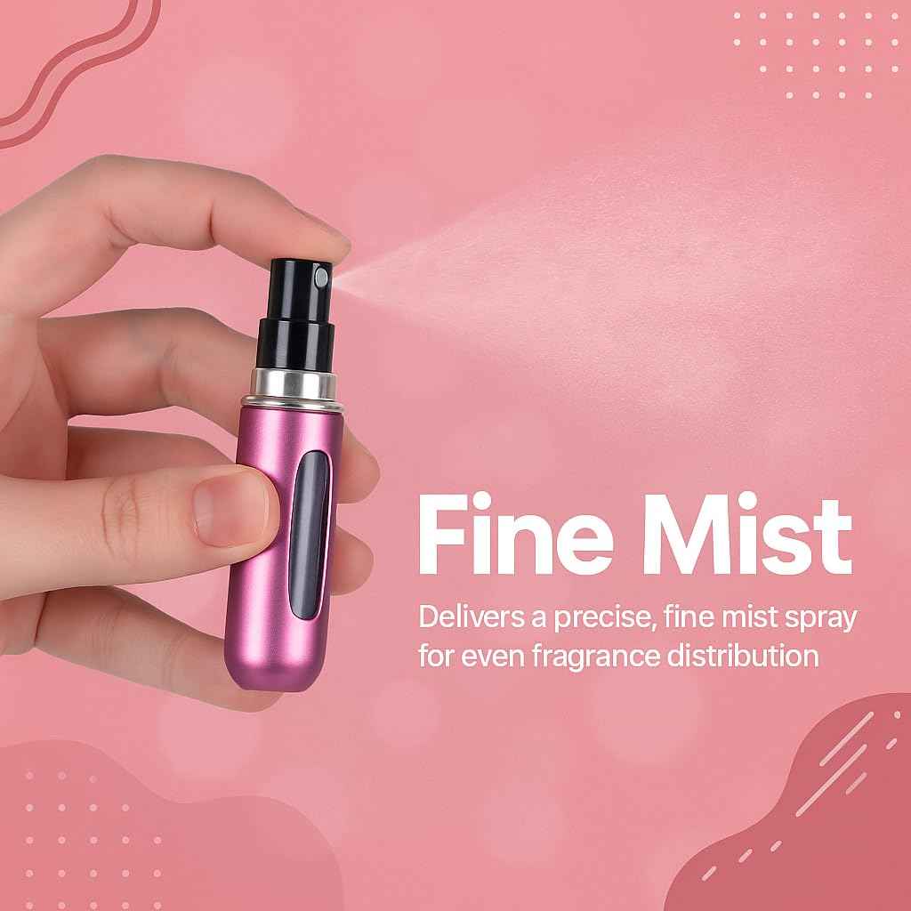 Practix Mini Refillable Perfume Atomizer – Travel-Size Spray Bottle for Fragrance, Easy Refill, Leak-Proof Design, Compact Scent Dispenser for Purse or Pocket - Variety Pack of 4
