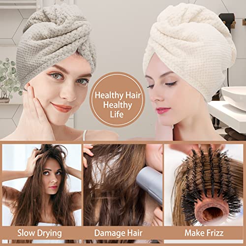 Microfiber Hair Towel Wraps - 3 Pack Fast Drying Turban