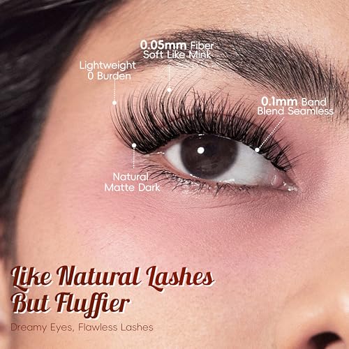 VYRILA Wispy False Eyelashes 14mm with Clear Band - 5 Pack