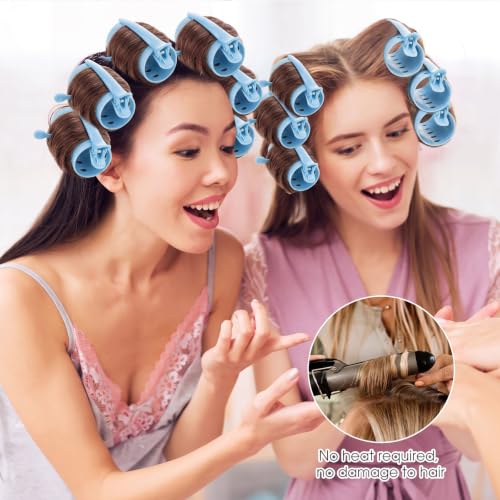 WILLBOND 141 Pcs Plastic Hair Curlers Set with Clips & Pins - Baby Blue