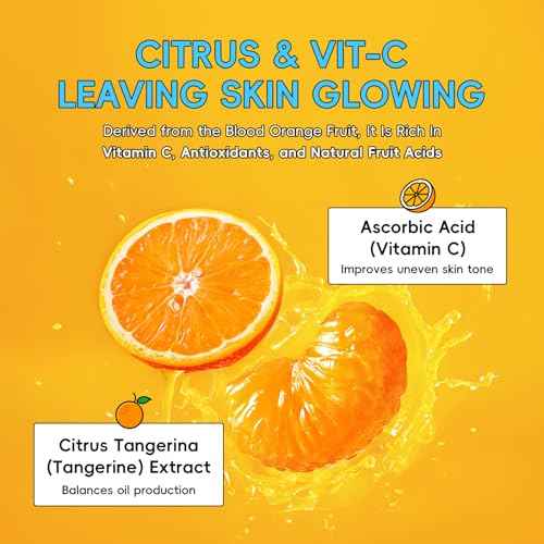 Citrus Vit-C Skin Care Set, Beauty Skincare for Women Teens Girls- Gift Set with Cleanser, Toner, Eye Cream, Moisturizer, Facial Mask *2, Facial Skincare Product, Birthday Christmas Gifts, Full Size