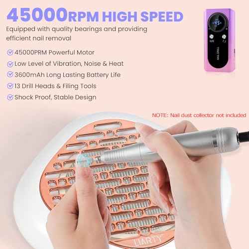45000 RPM Nail Drill Machine Cordless, Rechargeable Electric Nail File Machine Professional Drill Tools for Acrylic Nails Gel Salon Manicure Pedicure