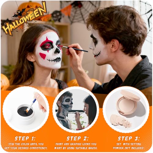 Black White Red Face Paint Set - 5.28oz Professional Makeup Kit