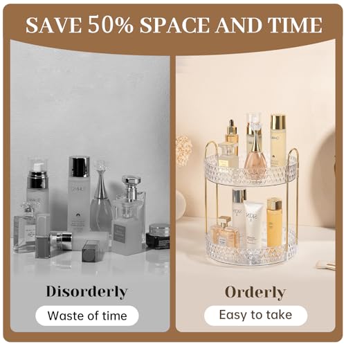 360° Rotating Makeup Organizer - 2 Tier Clear Acrylic