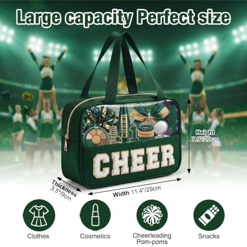 KYTACCU Cheer Makeup Bag with Chenille Letter Design - Travel Pouch for Competitions