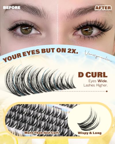 Wispy Fluffy Lash Clusters - D Curl with Bottom Lashes 140pcs