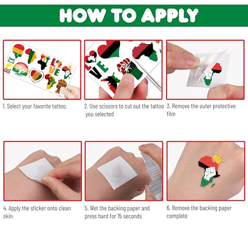 Africa Temporary Tattoos African American Party Decorations Favors Supplies Black History Themed Cute Stickers 10 Sheets 100 PCS Gifts for Baby Girls Boys Class School Carnival