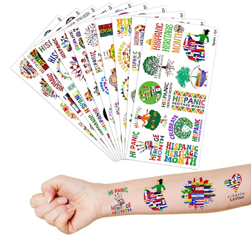 100 PCS Hispanic Heritage Temporary Tattoos - Latino Culture