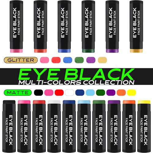 TRI-COLOR EYE BLACK STICK, Anti-Glare Eyeblack For Baseball Football Softball Lacrosse Accessories, Sweat-Proof Eye Black Grease Paint, Smooth & Long Lasting, Rich Full Coverage Color