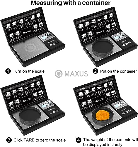 MAXUS Precision Pocket Scale 500g x 0.01g, Digital Gram Scale with Tray, Small Food Scale, Jewelry Scale, Ounces Grains Scale with Backlit LCD