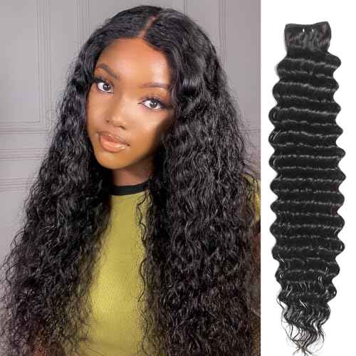 Human Hair Bundles One Bundle 12A Brazilian Virgin Human Hair Wet and Wavy Bundles 22 Inch 100% Unprocessed Deep Curly Weave Human Hair Extensions Natural Black Remy Hair Bundles