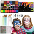 42 Color Kids Face Painting Kit, Non Toxic Water Activated Face Paint Palette with Stencils, Brush, Sparkle Gems. Perfect for Birthday Parties, Carnival, Costume Makeup