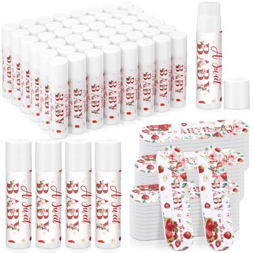 24 Sets Strawberry Baby Shower Favors for Guests Strawberry Lip Balms and Nail File a Berry Sweet Baby Is on The Way Gifts Bulk Fruit Party Supply Thank You Souvenirs for Gender Reveal