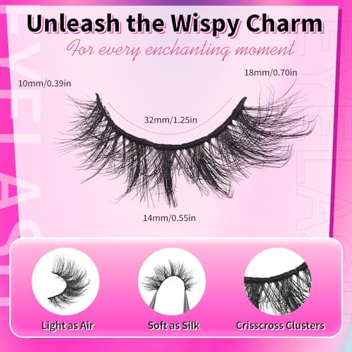 10 Pairs 3D Fluffy Cat Eye False Eyelashes - Reusable Mink Lashes
