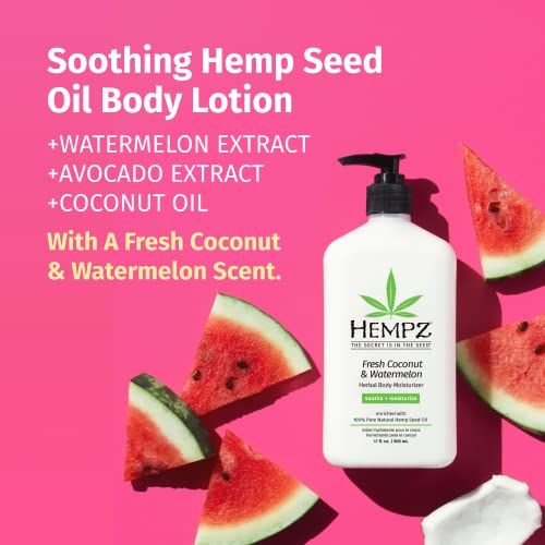 Hempz Body Lotion Bundle - Grapefruit Sparkling Peach 17oz & Coconut Watermelon Daily Moisturizing Creams