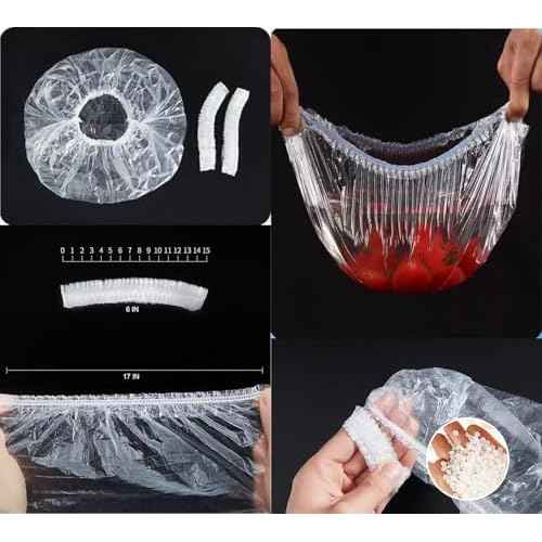 100 PCS Disposable Shower Caps Plastic Clear Hair Cap Elastic Waterproof Hair Bath Caps Thick Shower Cap for Women Hotel Hair Salon Travel Spa Home Use Beauty Salon Accessories Cleaning Supplies 20.5"