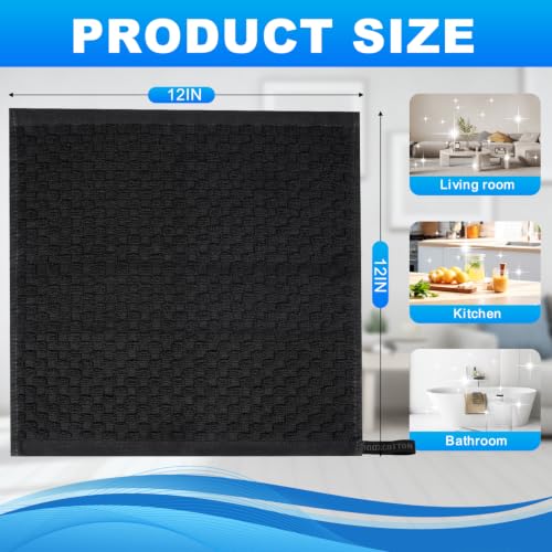 100% Cotton Washcloths 12x12 Inch 6 Pack Black