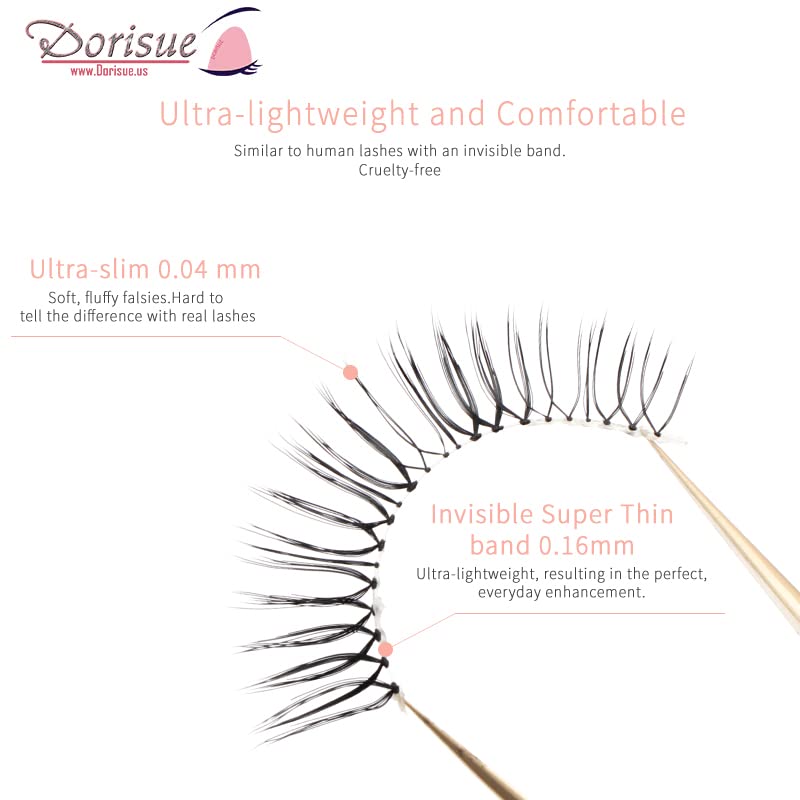 Dorisue Short natural eyelashes false eyelashes natural wispy lashes 4 eyelashes pack lashes pack