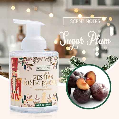 ROMIIE ZOI Christmas Foaming Hand Soap with Gift Box - Festive Nutcracker, Infused with Sugar Plum Aroma - 500ml/ 16.8 fl. oz