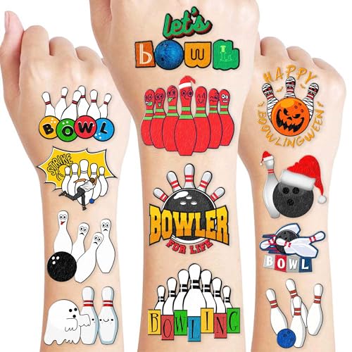 88PCS Bowling Temporary Tattoos for Kids ? Fun Bowling Ball Stickers, Sports Theme Birthday Party Favors, Supplies, Carnival Rewards, School Classroom Prizes & Game Day Decorations