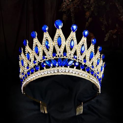 Rhinestone Wedding Tiara Crown for Women with Combs