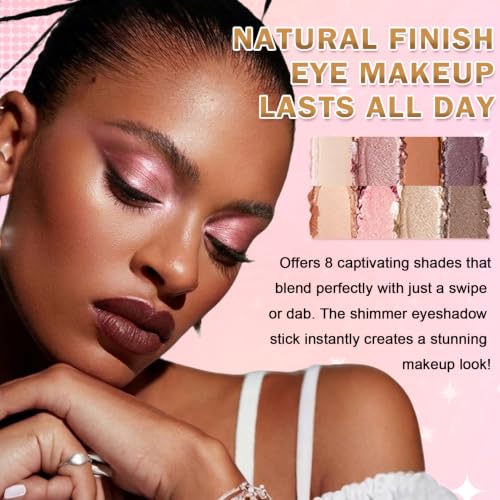 8PCS Waterproof Cream Eyeshadow Stick Set - Long-Wear Shimmer & Matte