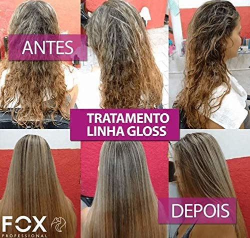 Fox Gloss Brazilian Keratin Treatment 2L | Progressive Brush | Straightening & Smoothing System | Volume Reducer | 100% Straight Hair | Frizz Free