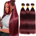 #99J Burgundy Straight Human Hair Bundles 18 Inch