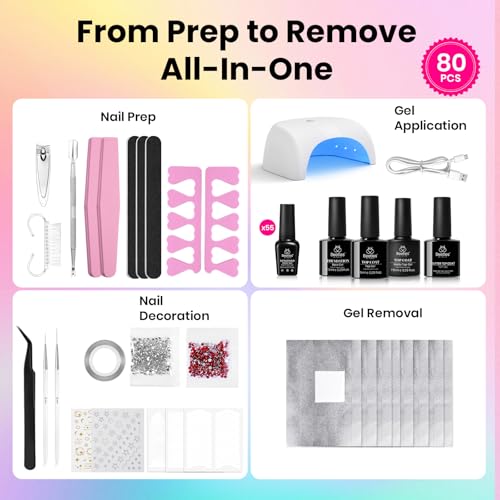 Beetles 55 Color Gel Nail Polish Kit with UV Light & Tools