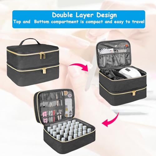 Nail Polish Organizer Case - Holds 30 Bottles & UV Lamp