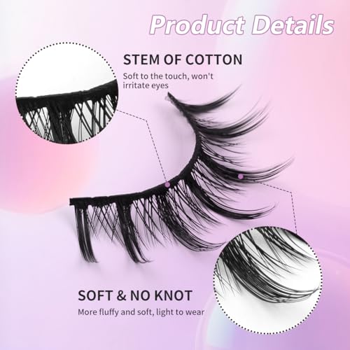 Kumiko Handmade Manga Lashes 3-Styles Douyin False Eyelashes Manhua Lashes, Cat Eye, Anime Lashes, Fake Lashes - Japanese Korean Wispy Lashes, Kawaii, Fairy, Trendy Idol lashes