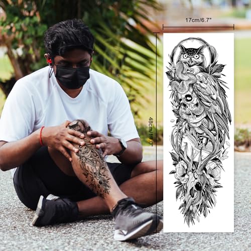 Full Arm Temporary Tattoo Sleeves - 12 Waterproof Sheets