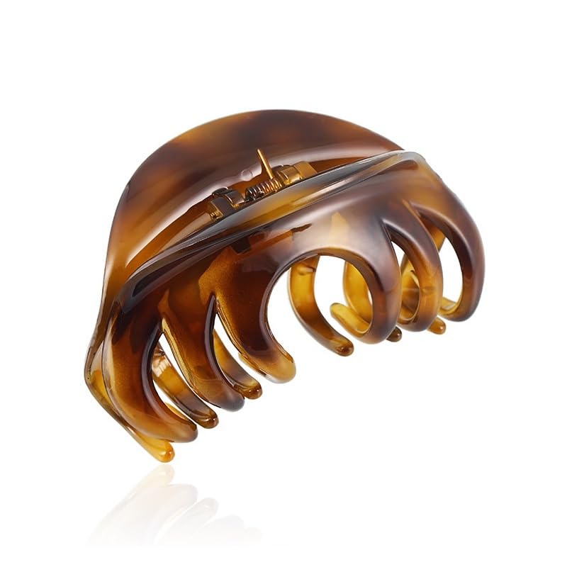 DSADKI Premium Hair Claw Clips For Thick Hair, Strong Holding Power Claw Hair Clamps Delicate Hair Grip for Women and Girls (Amber - 1 pcs)