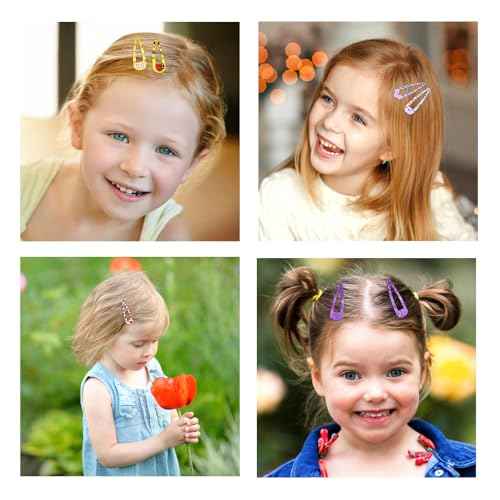 Cinaci 120pcs in 30 Cute Patterns 5cm/2" Colorful Printed Metal Snap Hair Clips Barrettes Bangs Holders Accessories for Baby Girls Toddlers Kids Teens