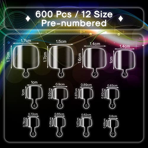 600pcs Soft Gel Toe Nail Tips for Soak off Gel Extension Systems, Short Pre-shaped Full Cover False Toenails Gel Tips Clear Press on Nails,12 Sizes Summer Toe Tips for Home DIY Salon Manicure（S）