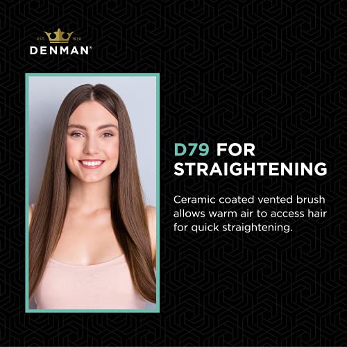 Denman D79 Thermoceramic Hair Straightening Brush - with Boar Bristles - For Wide, Wavy, Curly, Coily Hair ? Black