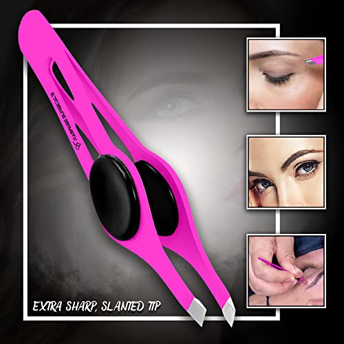 Professional Slanted Eyebrow Tweezers Set - Stainless Steel