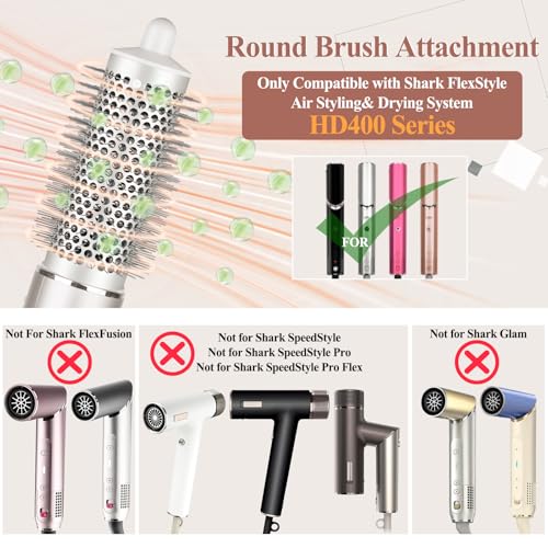 Chivixe Round Volumizing Hair Brush Attachment for Shark FlexStyle HD400 - Beige