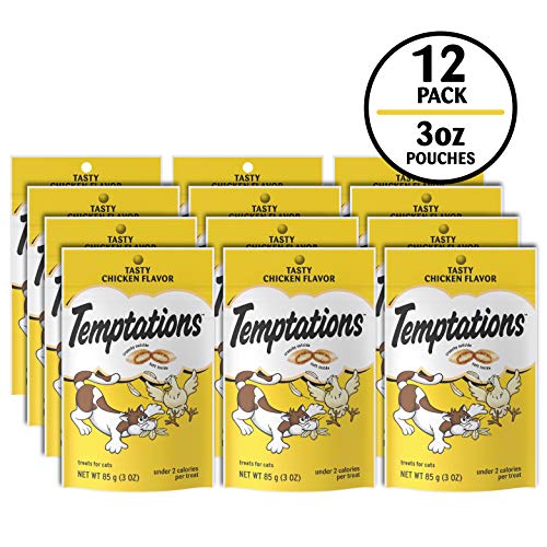 Temptations Classic Crunchy and Soft Cat Treats Tasty Chicken Flavor, 3 oz. Pouch (Pack of 12)