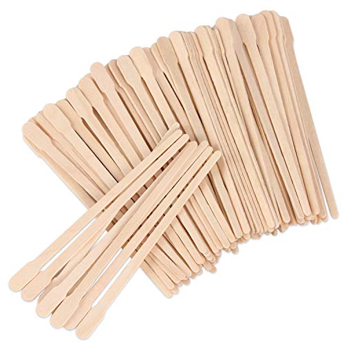 JANYUN 200 Pcs Wooden Eyebrow Waxing Sticks with Handle for Hair Removal - Face, Leg, Facial, and Eyebrow