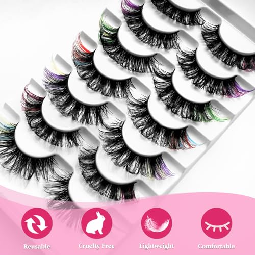 7-Pair Faux Mink False Eyelashes 6D Wispy Cat Eye Lashes 21mm