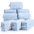 Giesiery 8-Pack Blue Checkered Makeup Bags - Travel Toiletry Pouches