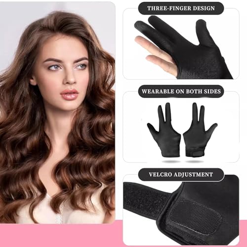 Heat Resistant Hair Styling Gloves 450°F 3-Finger Professional