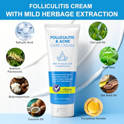 Folliculitis & Acne Care Cream - 120ml for Face, Scalp & Body