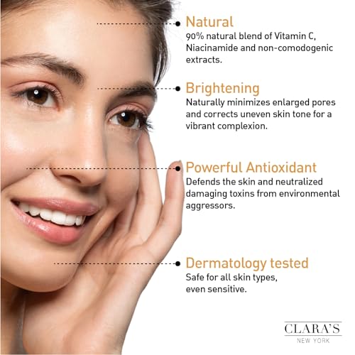 CLARA'S NEW YORK Natural Glowing Facial Serum Duo (Natural 100% Rosehip Oil serum 30ml & Natural 94% Vitamin C Face Serum 30ml) with Niacinamide and Hyaluronic Acid, Vitamin E Made in USA