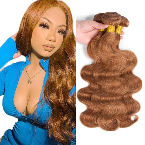 #30 Light Brown Body Wave Hair Bundles 26 28 30 Inch