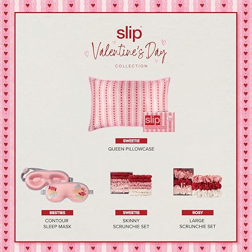 slip Large Scrunchies: Rosy | Set of 3 Pure Silk Large Scrunchies | Includes 1 Scarlet, 1 Rose, 1 White | 100% Mulberry Silk, Anti-Crease, Gentle on Hair, Reduces Breakage