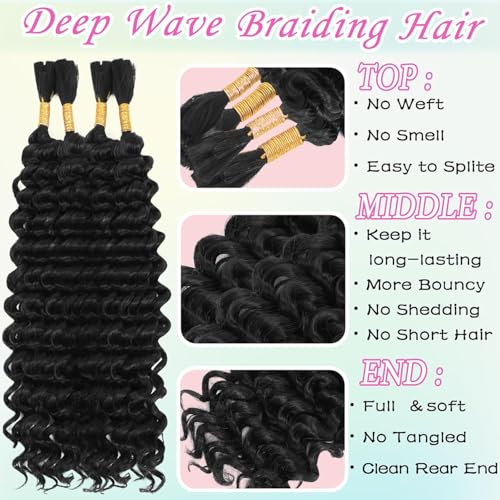Boho Braiding Hair 20 Inch 4 Bundles Wet Wavy Deep Wave