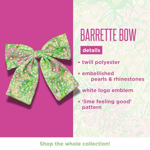 Lilly Pulitzer Hair Bow for Women, Cute Hair Accessories in Green Floral, Lime Feeling Good